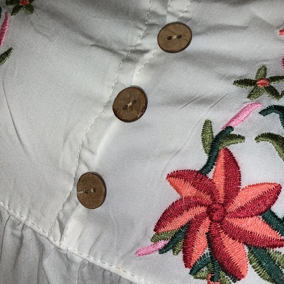 WHITE Embroidered floral Tent babydoll tunic blouse shirt top XL - Picture 5 of 11